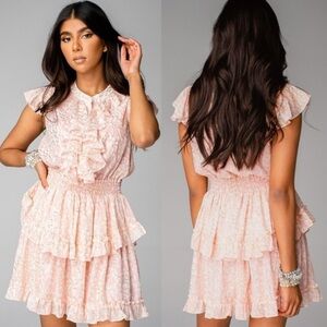 Buddy Love Pink Bubble Bath Astrid Tiered Ruffle Front Mini Dress